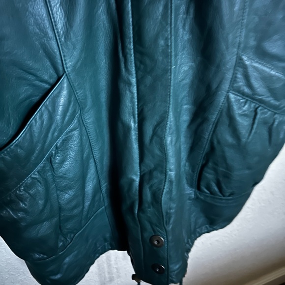 Genuine Leather Green Quilted Jacket - Picture 3 of 5